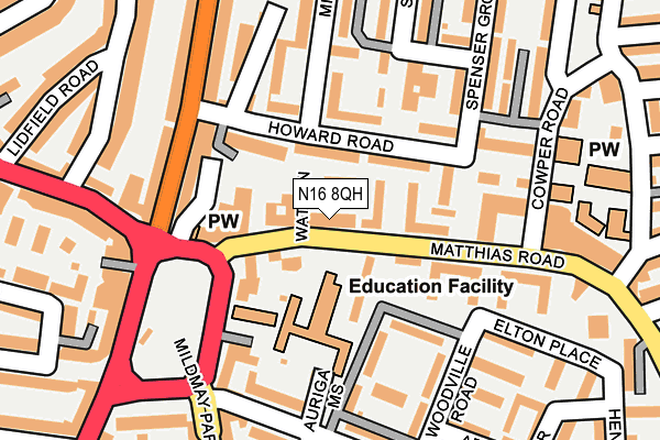 N16 8QH map - OS OpenMap – Local (Ordnance Survey) N16 8QH map - OS OpenMap – Local (Ordnance Survey)