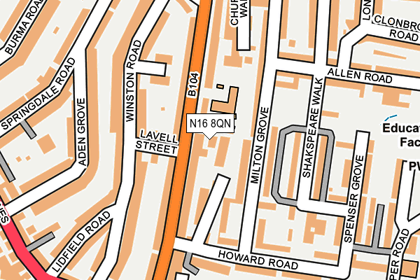 N16 8QN map - OS OpenMap – Local (Ordnance Survey) N16 8QN map - OS OpenMap – Local (Ordnance Survey)