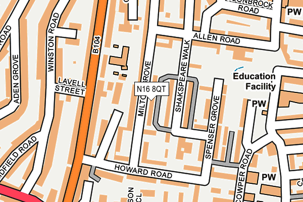 N16 8QT map - OS OpenMap – Local (Ordnance Survey) N16 8QT map - OS OpenMap – Local (Ordnance Survey)