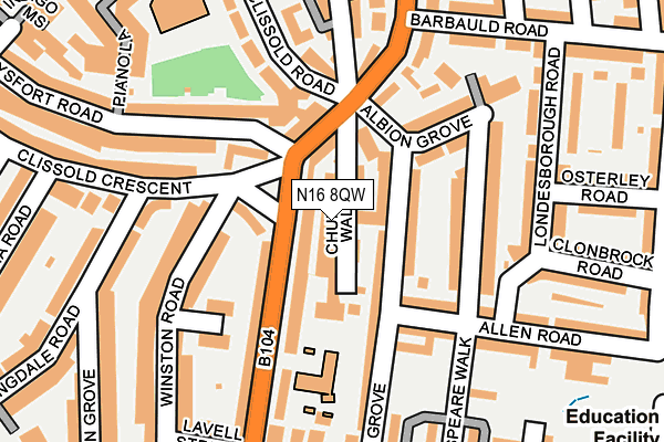 N16 8QW map - OS OpenMap – Local (Ordnance Survey) N16 8QW map - OS OpenMap – Local (Ordnance Survey)