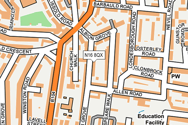 N16 8QX map - OS OpenMap – Local (Ordnance Survey) N16 8QX map - OS OpenMap – Local (Ordnance Survey)