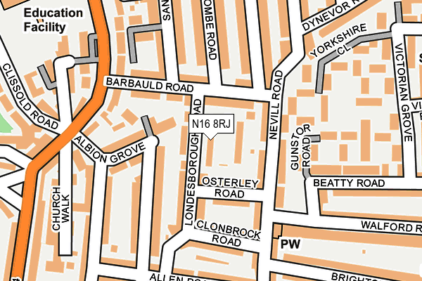 N16 8RJ map - OS OpenMap – Local (Ordnance Survey)