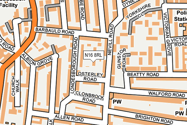 N16 8RL map - OS OpenMap – Local (Ordnance Survey) N16 8RL map - OS OpenMap – Local (Ordnance Survey)