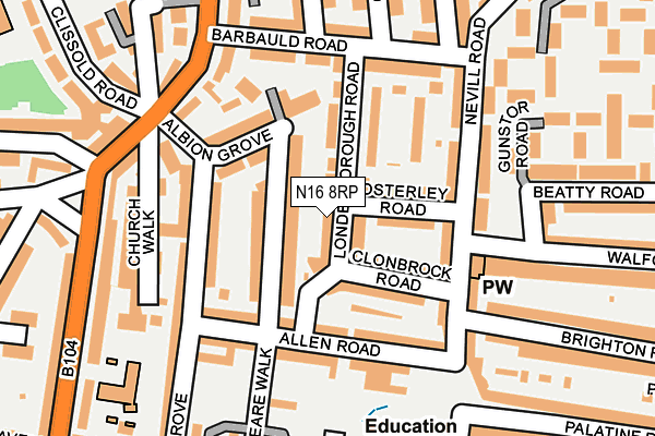 N16 8RP map - OS OpenMap – Local (Ordnance Survey) N16 8RP map - OS OpenMap – Local (Ordnance Survey)