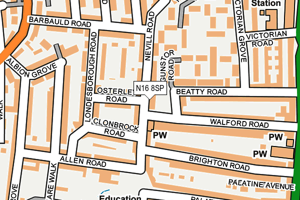 N16 8SP map - OS OpenMap – Local (Ordnance Survey) N16 8SP map - OS OpenMap – Local (Ordnance Survey)