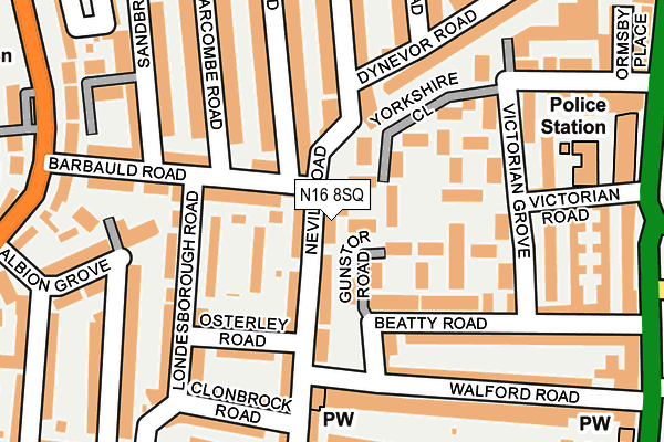 N16 8SQ map - OS OpenMap – Local (Ordnance Survey)
