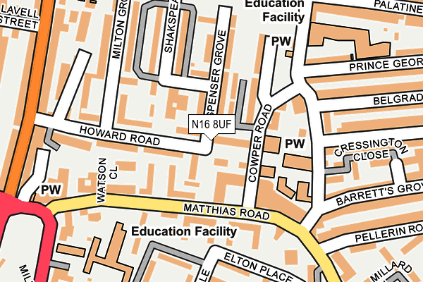 N16 8UF map - OS OpenMap – Local (Ordnance Survey)