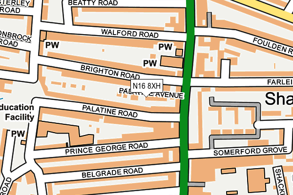 N16 8XH map - OS OpenMap – Local (Ordnance Survey)