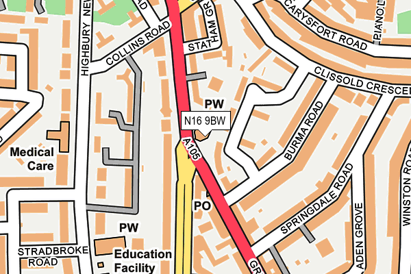 N16 9BW map - OS OpenMap – Local (Ordnance Survey) N16 9BW map - OS OpenMap – Local (Ordnance Survey)