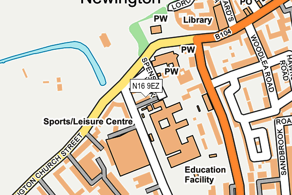 N16 9EZ map - OS OpenMap – Local (Ordnance Survey)
