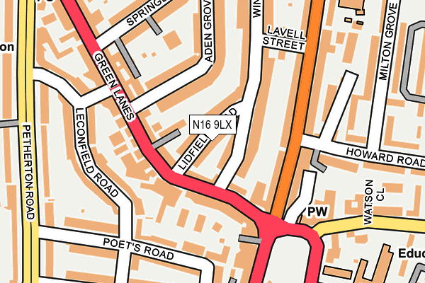 N16 9LX map - OS OpenMap – Local (Ordnance Survey) N16 9LX map - OS OpenMap – Local (Ordnance Survey)