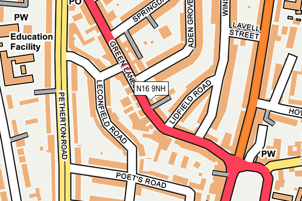 N16 9NH map - OS OpenMap – Local (Ordnance Survey) N16 9NH map - OS OpenMap – Local (Ordnance Survey)