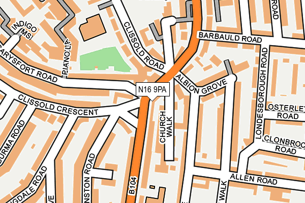 N16 9PA map - OS OpenMap – Local (Ordnance Survey) N16 9PA map - OS OpenMap – Local (Ordnance Survey)
