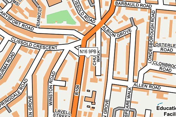 N16 9PB map - OS OpenMap – Local (Ordnance Survey) N16 9PB map - OS OpenMap – Local (Ordnance Survey)