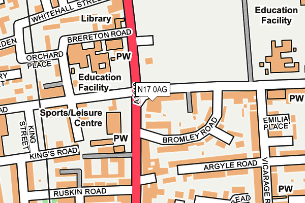 N17 0AG map - OS OpenMap – Local (Ordnance Survey) N17 0AG map - OS OpenMap – Local (Ordnance Survey)