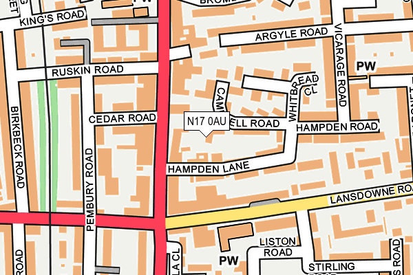 N17 0AU map - OS OpenMap – Local (Ordnance Survey) N17 0AU map - OS OpenMap – Local (Ordnance Survey)