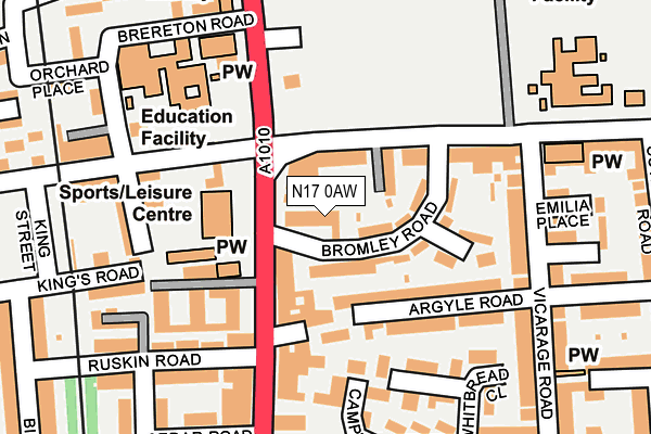 N17 0AW map - OS OpenMap – Local (Ordnance Survey) N17 0AW map - OS OpenMap – Local (Ordnance Survey)