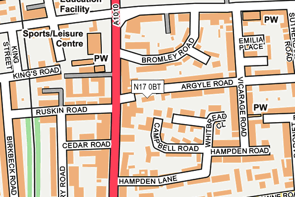 N17 0BT map - OS OpenMap – Local (Ordnance Survey) N17 0BT map - OS OpenMap – Local (Ordnance Survey)