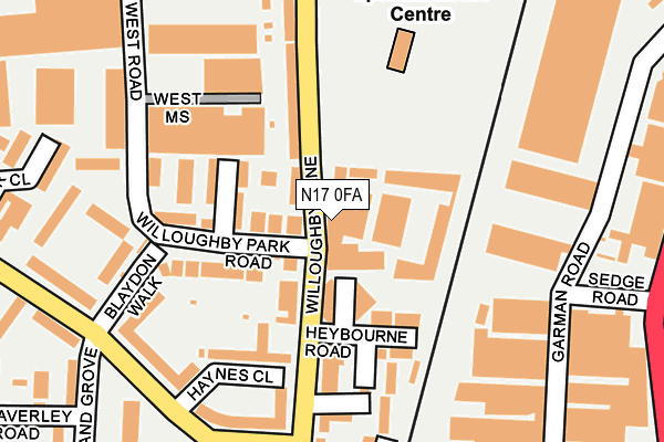 N17 0FA map - OS OpenMap – Local (Ordnance Survey) N17 0FA map - OS OpenMap – Local (Ordnance Survey)
