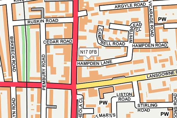N17 0FB map - OS OpenMap – Local (Ordnance Survey)