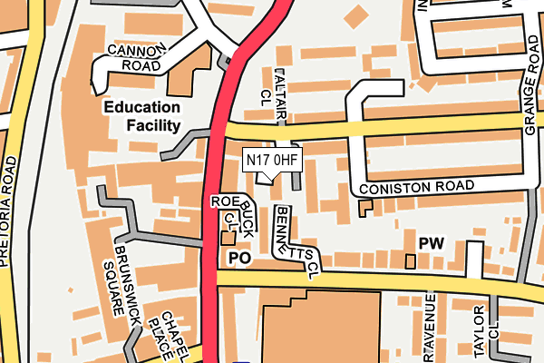 N17 0HF map - OS OpenMap – Local (Ordnance Survey) N17 0HF map - OS OpenMap – Local (Ordnance Survey)