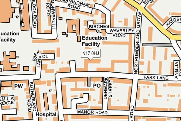 N17 0HJ map - OS OpenMap – Local (Ordnance Survey) N17 0HJ map - OS OpenMap – Local (Ordnance Survey)