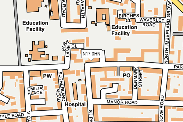 N17 0HN map - OS OpenMap – Local (Ordnance Survey) N17 0HN map - OS OpenMap – Local (Ordnance Survey)