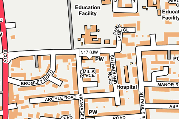 N17 0JW map - OS OpenMap – Local (Ordnance Survey) N17 0JW map - OS OpenMap – Local (Ordnance Survey)