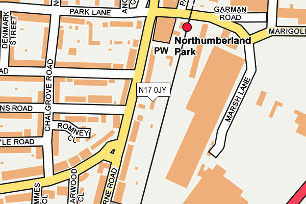 N17 0JY map - OS OpenMap – Local (Ordnance Survey)