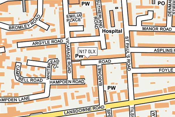 N17 0LX map - OS OpenMap – Local (Ordnance Survey) N17 0LX map - OS OpenMap – Local (Ordnance Survey)