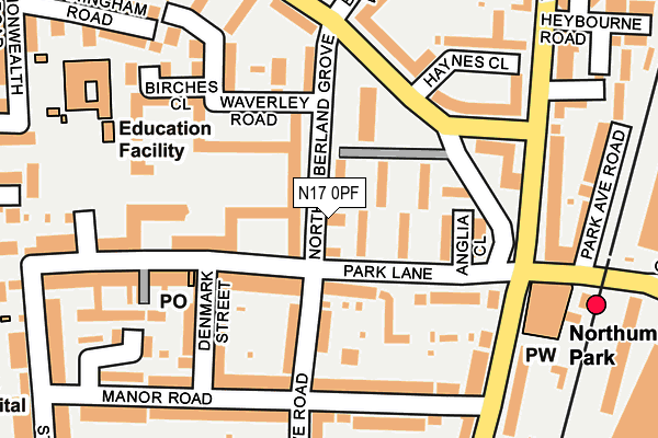 N17 0PF map - OS OpenMap – Local (Ordnance Survey) N17 0PF map - OS OpenMap – Local (Ordnance Survey)