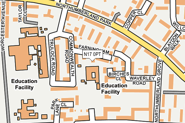 N17 0PT map - OS OpenMap – Local (Ordnance Survey) N17 0PT map - OS OpenMap – Local (Ordnance Survey)