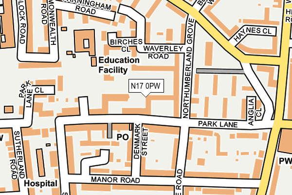 N17 0PW map - OS OpenMap – Local (Ordnance Survey) N17 0PW map - OS OpenMap – Local (Ordnance Survey)