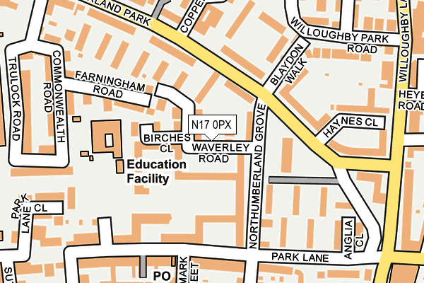 N17 0PX map - OS OpenMap – Local (Ordnance Survey) N17 0PX map - OS OpenMap – Local (Ordnance Survey)