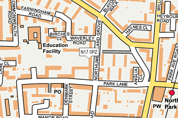 N17 0PZ map - OS OpenMap – Local (Ordnance Survey)