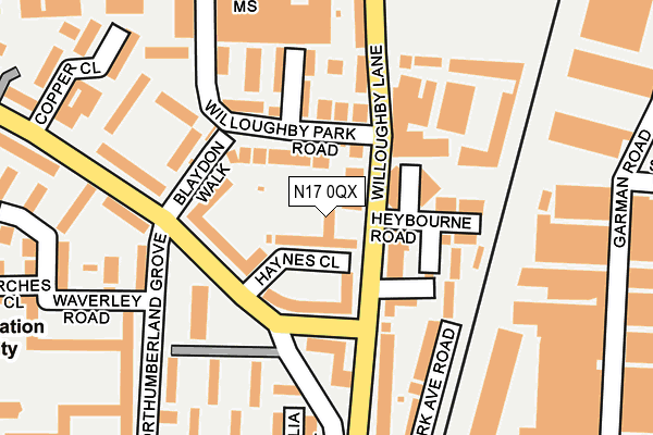 N17 0QX map - OS OpenMap – Local (Ordnance Survey) N17 0QX map - OS OpenMap – Local (Ordnance Survey)