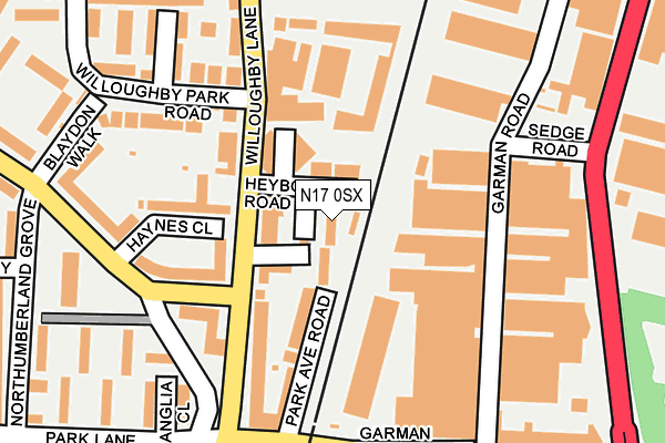 N17 0SX map - OS OpenMap – Local (Ordnance Survey) N17 0SX map - OS OpenMap – Local (Ordnance Survey)