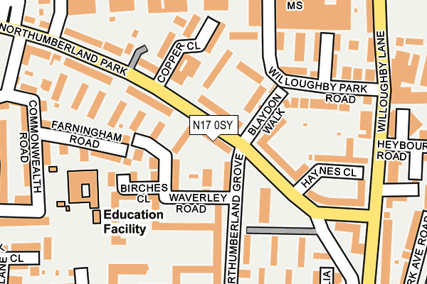 N17 0SY map - OS OpenMap – Local (Ordnance Survey) N17 0SY map - OS OpenMap – Local (Ordnance Survey)