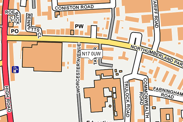N17 0UW map - OS OpenMap – Local (Ordnance Survey) N17 0UW map - OS OpenMap – Local (Ordnance Survey)