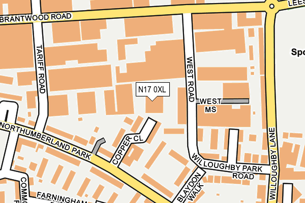 N17 0XL map - OS OpenMap – Local (Ordnance Survey) N17 0XL map - OS OpenMap – Local (Ordnance Survey)