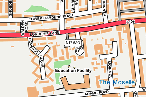 N17 6AQ map - OS OpenMap – Local (Ordnance Survey) N17 6AQ map - OS OpenMap – Local (Ordnance Survey)