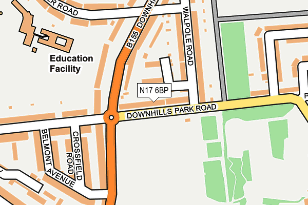 N17 6BP map - OS OpenMap – Local (Ordnance Survey) N17 6BP map - OS OpenMap – Local (Ordnance Survey)