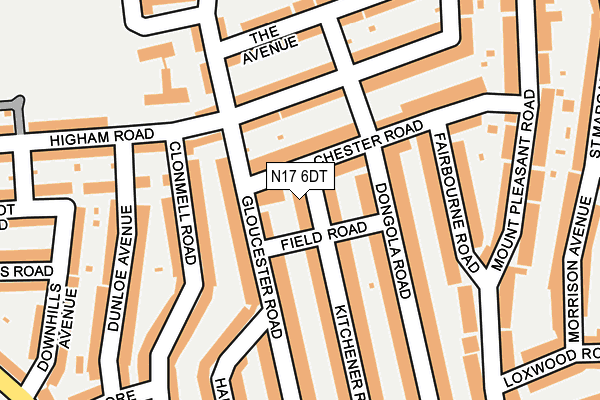 N17 6DT map - OS OpenMap – Local (Ordnance Survey) N17 6DT map - OS OpenMap – Local (Ordnance Survey)
