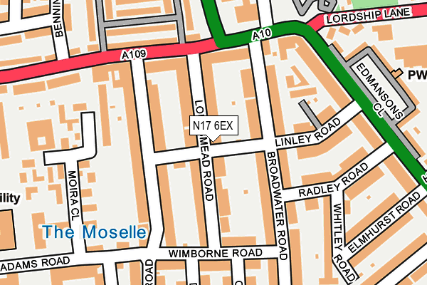 N17 6EX map - OS OpenMap – Local (Ordnance Survey)