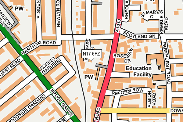 N17 6FZ map - OS OpenMap – Local (Ordnance Survey) N17 6FZ map - OS OpenMap – Local (Ordnance Survey)