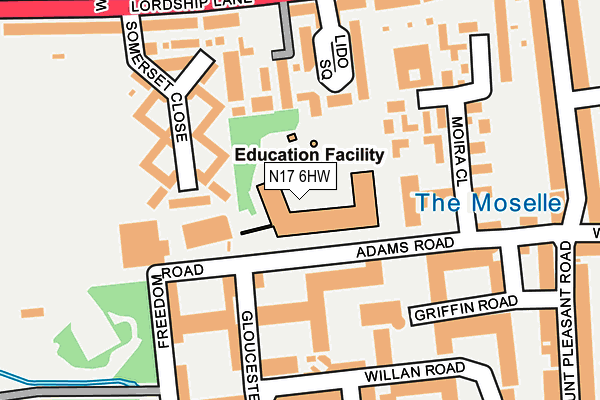 N17 6HW map - OS OpenMap – Local (Ordnance Survey) N17 6HW map - OS OpenMap – Local (Ordnance Survey)