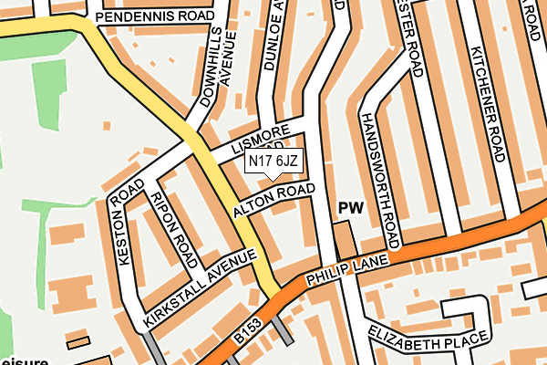 N17 6JZ map - OS OpenMap – Local (Ordnance Survey) N17 6JZ map - OS OpenMap – Local (Ordnance Survey)