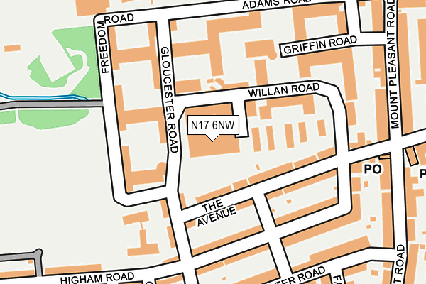 N17 6NW map - OS OpenMap – Local (Ordnance Survey) N17 6NW map - OS OpenMap – Local (Ordnance Survey)