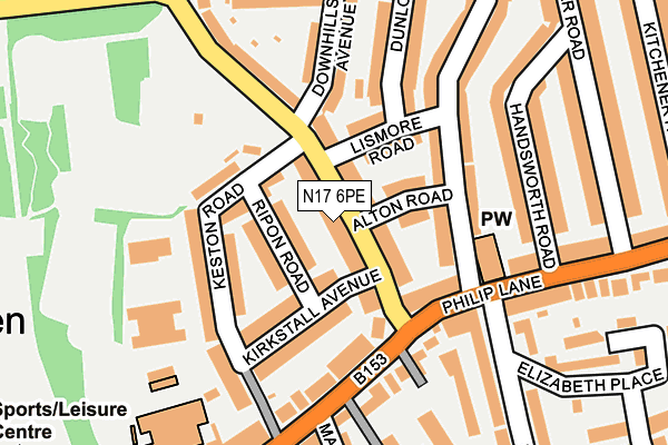 N17 6PE map - OS OpenMap – Local (Ordnance Survey) N17 6PE map - OS OpenMap – Local (Ordnance Survey)