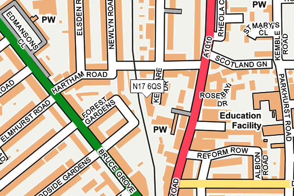 N17 6QS map - OS OpenMap – Local (Ordnance Survey) N17 6QS map - OS OpenMap – Local (Ordnance Survey)